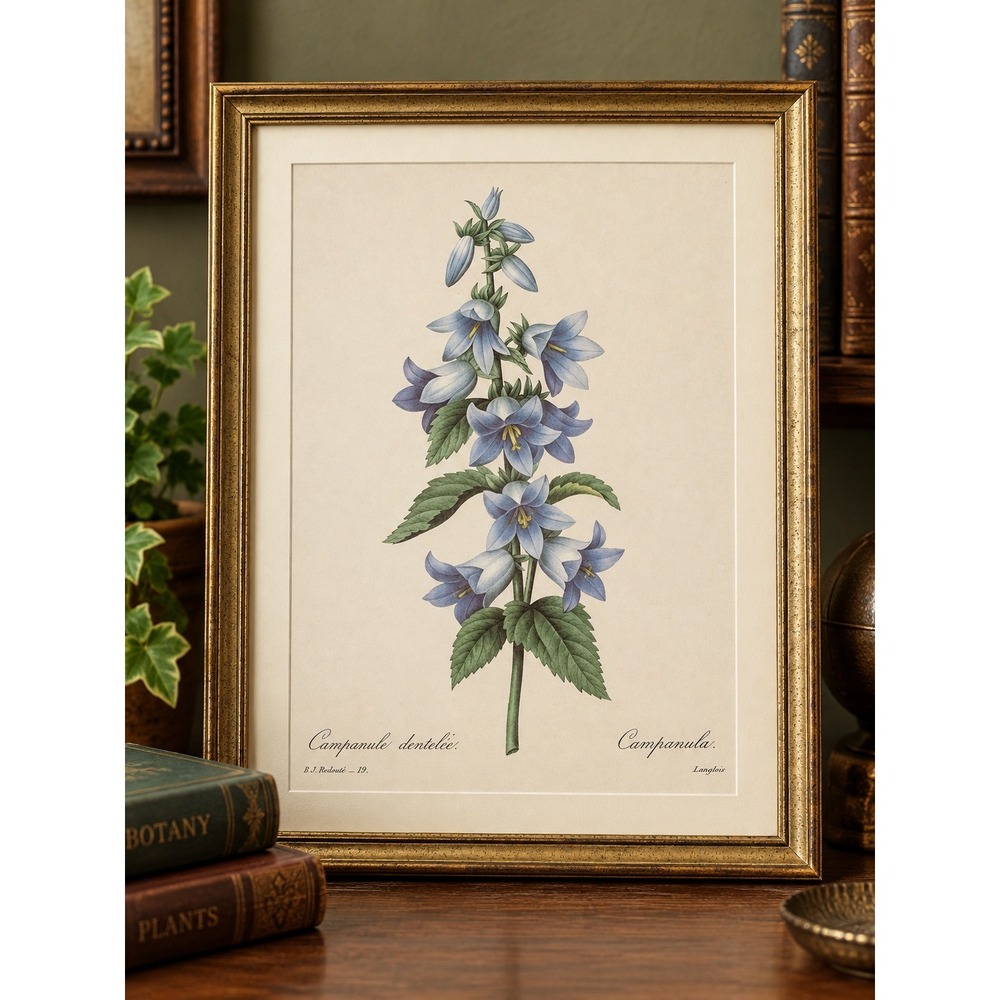 P.J. Redoute Campanula Dentata Botanical Book Plate Blue Bellflower Floral 11x14 - Picture 5 of 6